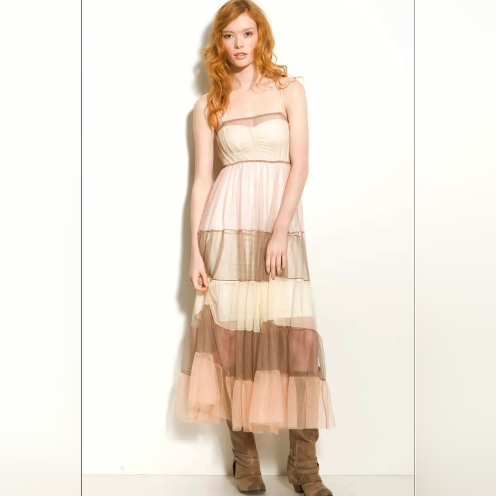 NWOT Free People Mesh Tiered Dress